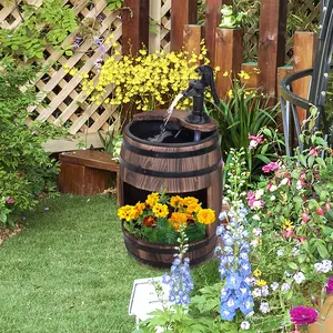 23" Rustic Apple Barrel Water Fountain