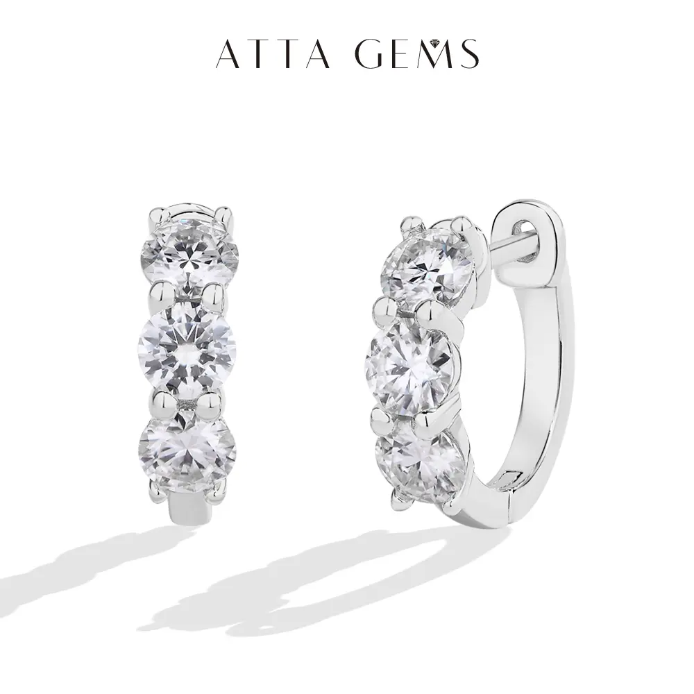 Moissanite Studs Earrings - 1.8CT Total D VVS1 Color Round Cut Lab-Created Synthetic, High-Quality Luxury Fine Jewelry, Anniversary Gift E041 summerwins
