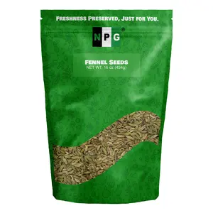 NPG Fennel Seeds 16oz, Whole Finocchio Seed, Mild Sweet Flavor, Perfect for Home Tea, Cooking, Smoothies, Beverages, Aromatic Spice for Italian
