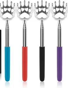 (4-Pack) Portable Extendable Telescopic Bear Claws Metal Back Scratchers/Hand Massager/Backslap with Rubber Handles
