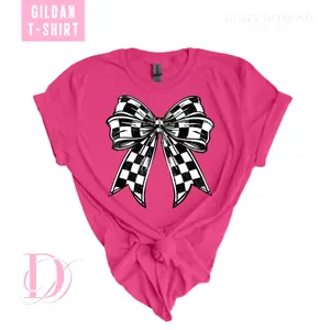 Checkered Bow Gildan T-Shirt