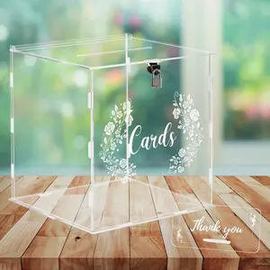 Wedding Card Box Clear  Card Box with Lock & Sign Wedding    Card Holder Box for Reception, Anniversary, Birthday Party, Graduation,  Shower Decorations