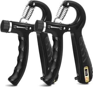 2 count Grip Strength Trainer with 22-220Lbs (10-100kg) Adjustable Resistance, Hand Gripper, Forearm Strengthener, Finger Exerciser for  Building and