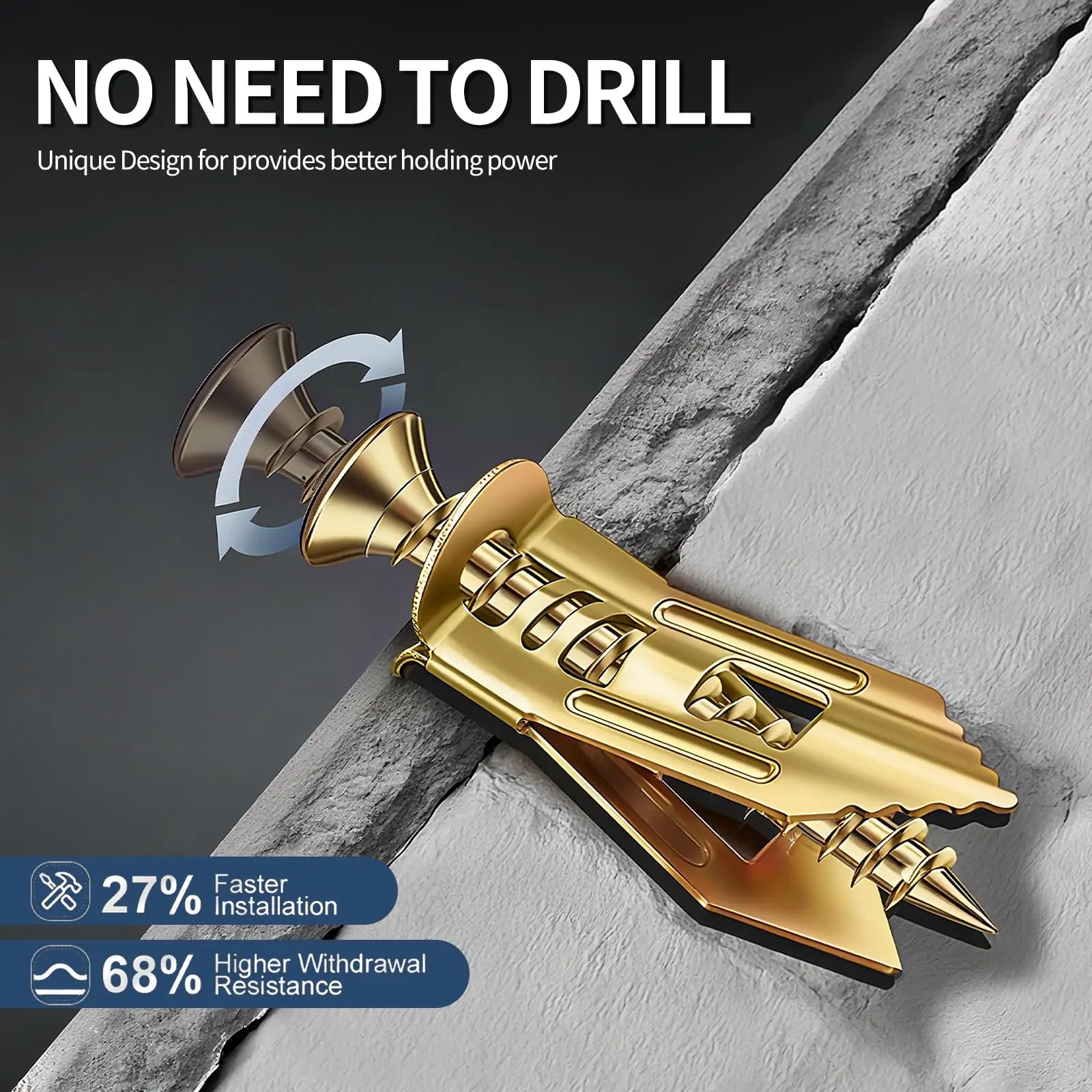 Zinc-Plated Steel Self-Drill Drywall Anchors & Screws, Conical Tip For Effortless Installation, Robust Mounting Hardware For TV, Cabinet, Household Or Festive Banner Fixing Accessories