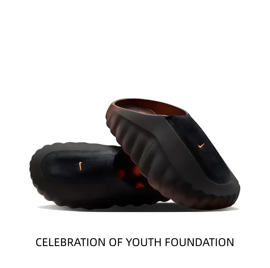 Futuristic Black Mule Slides, Sports Collectibles Accessory with Bronze Metallic Accents, Modular Traction Pods - Neuroscience-Inspired Design for Pre-Game Warm-Up, Recovery Wear