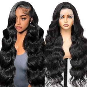 Elegant Body Wave Lace Front Wigs Human Hair Pre Plucked Natural Hairline 180% Density 13x4 HD Lace Frontal Wigs 100% Human Hair Wigs For Women Gift For GF Realistic Look Comfort Fit
