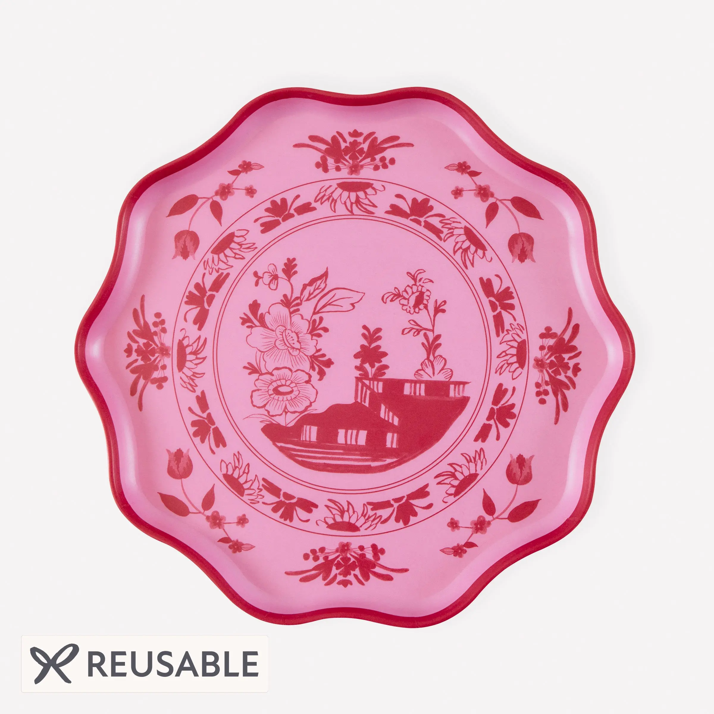 Pink Vintage Botanical Reusable Small Plates (x 4)