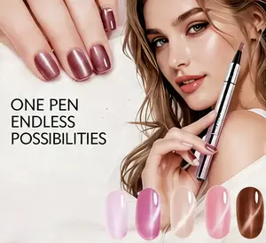5-Color Cat Eye Nail Pen Set 7-in-1 Magnetic Portable Nail Pen With Lamp Base Builder Color Top Coat All-in-One Gift For Women