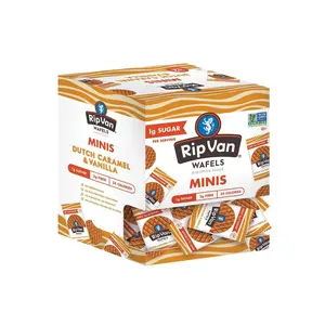 Rip Van Wafels Dutch Caramel Mini Stroopwafels - Carb Snacks (3g Net Carbs) - Non GMO Snack - Keto Friendly - Office Snacks - Calorie Snack (37 Calories) - Sugar (1g) - 32 Pack