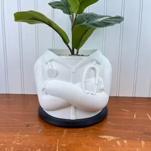 Doctor Coat Planter Pot, Indoor Flower Pot, Tabletop Planter, Quirky Unique Planter