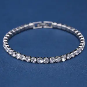 Classic Minimalist Style Circular Synthetic Zircon Tennis Bracelet, Suitable for Both Men and Women, Daily, Party, Birthday Gift Jewelry