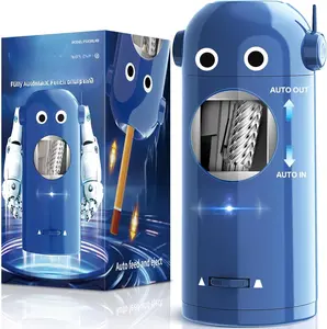 Electric Pencil Sharpener, Fully Automatic Robot Pencil Sharpener for Colored Pencils 7-11.5mm, Auto in & Out, Rechargeable Hands-Free Sharpener for , Classroom, Office, PSX5RB