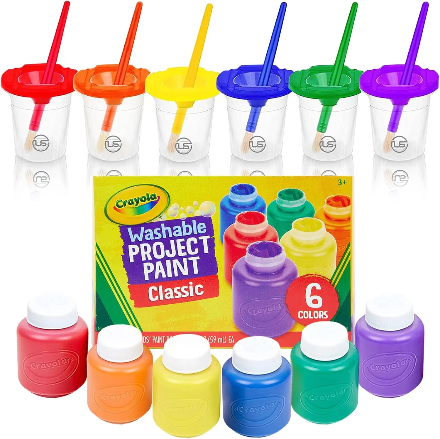 Kids Painting Set, Washable Paint for Kids with Paint Cups, Toddler Paintbrushes, Non Toxic Washable Finger Paints 2 Ounce Each, Gifting bundle Toddler Painting SuppliesGift.