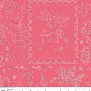 Fabric Riley Blake Pink Vintage Embroidery 108" Wide Back by the Quarter Yard WB8527-PINK