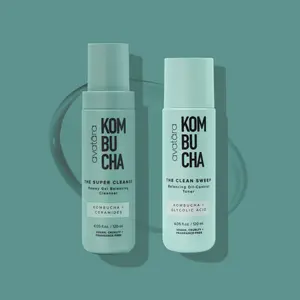 Kombucha Cleansing Duo - Super Clean Facial Cleanser & Clean Sweep Toner - 40g x 2 for Skin Comfort and Skincare