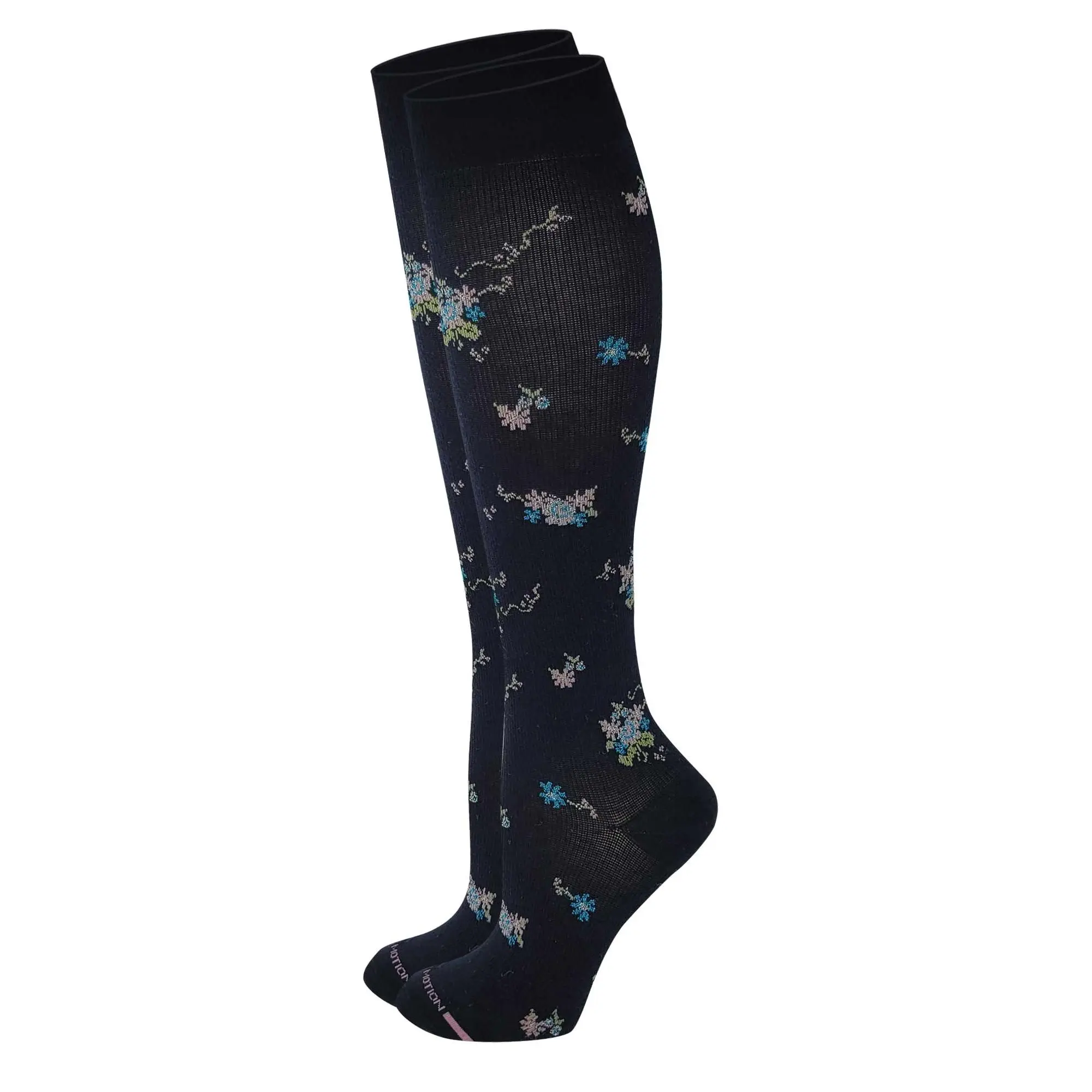 Women's Knee High Floral Print Compression Socks - Bouquet Motif, Mild Support, Spandex Stretch (1 Pair), Calf High, Everyday Activities, Graduated Support, Minimizes Swelling, Provides Lower Leg Support