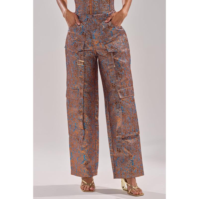 CHECK IT OUT BROCADE BRONZE TROUSER