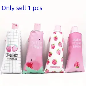 Cute Creative Toothpaste Shaped Stationery Box with Pencil Sharpener, Strawberry Pattern Design, School Office Supplies, Gift for Teens Adults