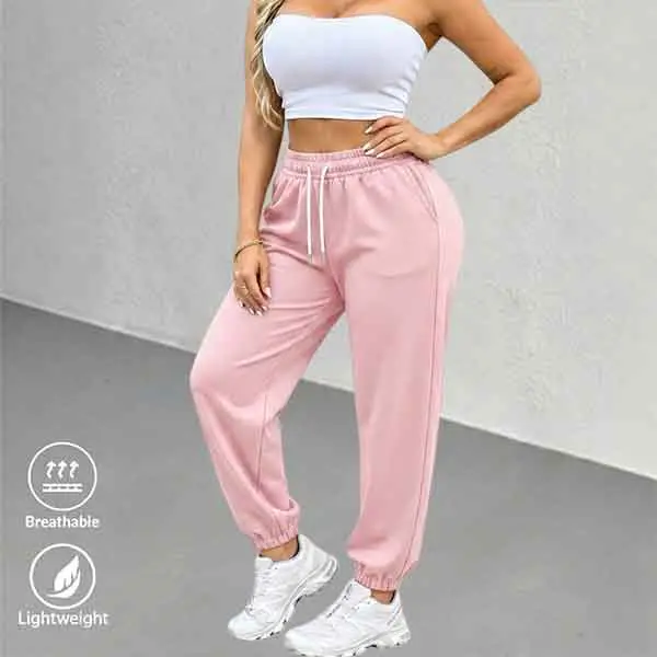Women’s Clothing 1-Pack High-Waist Jogger Sweatpants – Breathable, Skin-Friendly Elastane Casual Sport Pants with Drawstring Cuffs