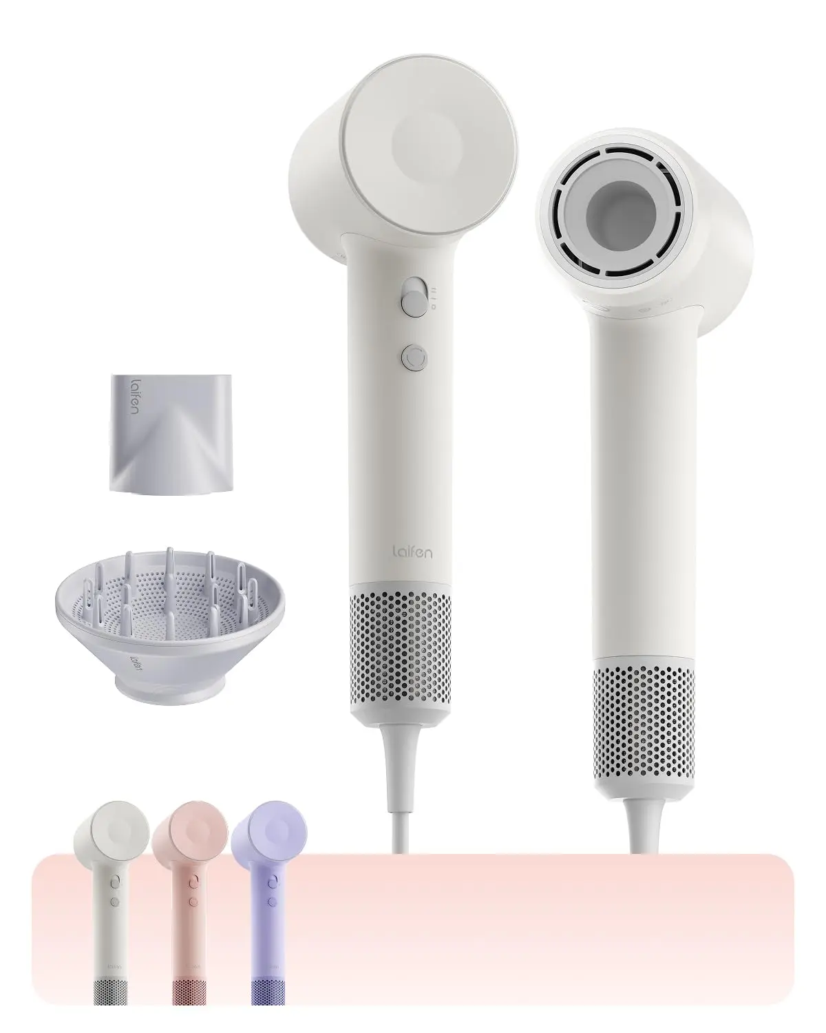 Laifen SE 2 High-Speed Ionic Hair Dryer Set with Smoothing Ionizer for Fast Drying & Heat Protection - Includes Diffuser & Nozzle for Curly or Straight Blowouts at Home, Matte White, Blowout At Home, Daily Care, At-Home Salon