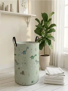 1 piece of dinosaur pattern printed 2D printed open storage box, double handle reinforcement + foldable storage | dirty laundry storage/toy organization/home decoration all-in-one