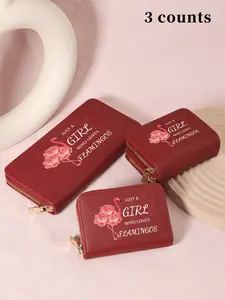 Women's Fashionable Flamingo Pattern Wallet Set, Casual Versatile Wallet, Trendy All-match Wallet Set for Daily Use