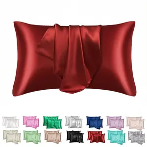 2/4-Pack Burgundy Satin Silk Pillowcases - Cooling Luxurious Gentle on Skin Hair Care Pillow Covers - Mulberry Silk-Like Envelope Closure Rich-Toned Beauty Sleep Bedding for Stylish Bedroom (Unisex Gift, No Pillow Core)