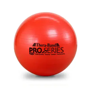 THERABAND Exercise Ball, Professional Series Stability Ball with 55 cm Diameter for Athletes 5'1" to 5'6" Tall, Slow Deflate Fitness Ball for Improved Posture, Balance, Yoga, Pilates, Core, Red