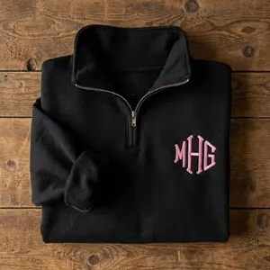 (Leave a note) Monogram Quarter Zip Sweatshirt, Embroidered Quarter Zip, Monogrammed Gift, Personalized Monogram, Monogram Pullover