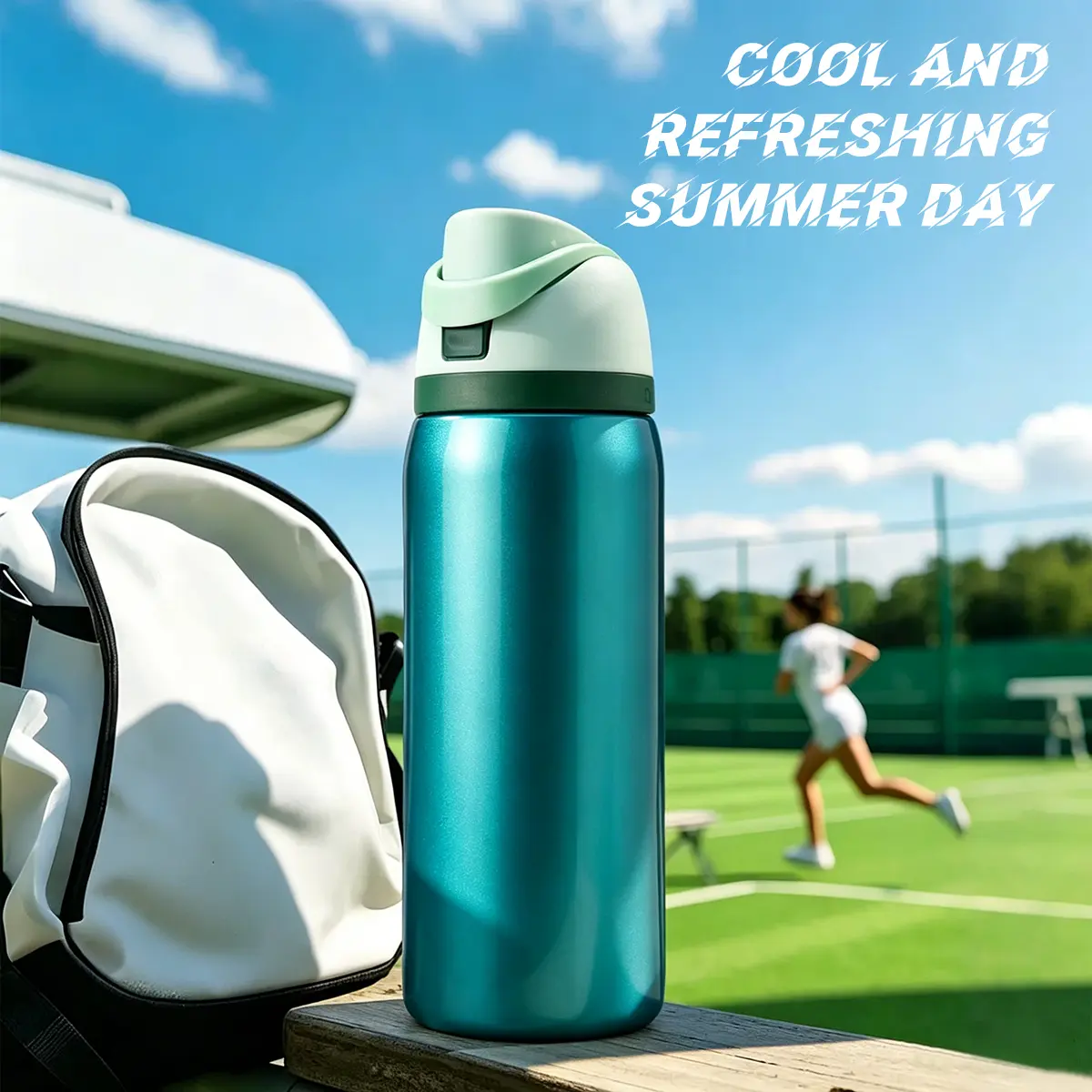Ow(Frozen Blue)32oz/945ml outdoor sports water bottle-100% Leak-Proof-double-layer vacuum insulated portable drinking cuptravel ice coffee cup-Ideal for Chilled/Hot Drinks--4th of july decor-Soccer Gear-Summerwins-camping accessories