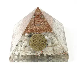 Orgone Pyramids Spiritual Crystal Protection EMF Protection Spiritual Decor Office Decor Psychic Gifts Anxiety Relief Items (04: Rainbow Moonstone)