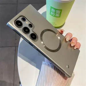 Luxury Magnetic For Magsafe Frameless Phone Case For Samsung S26 S25 S24 Ultra S22 S23 Plus Slim Metal Color Borderless Cover