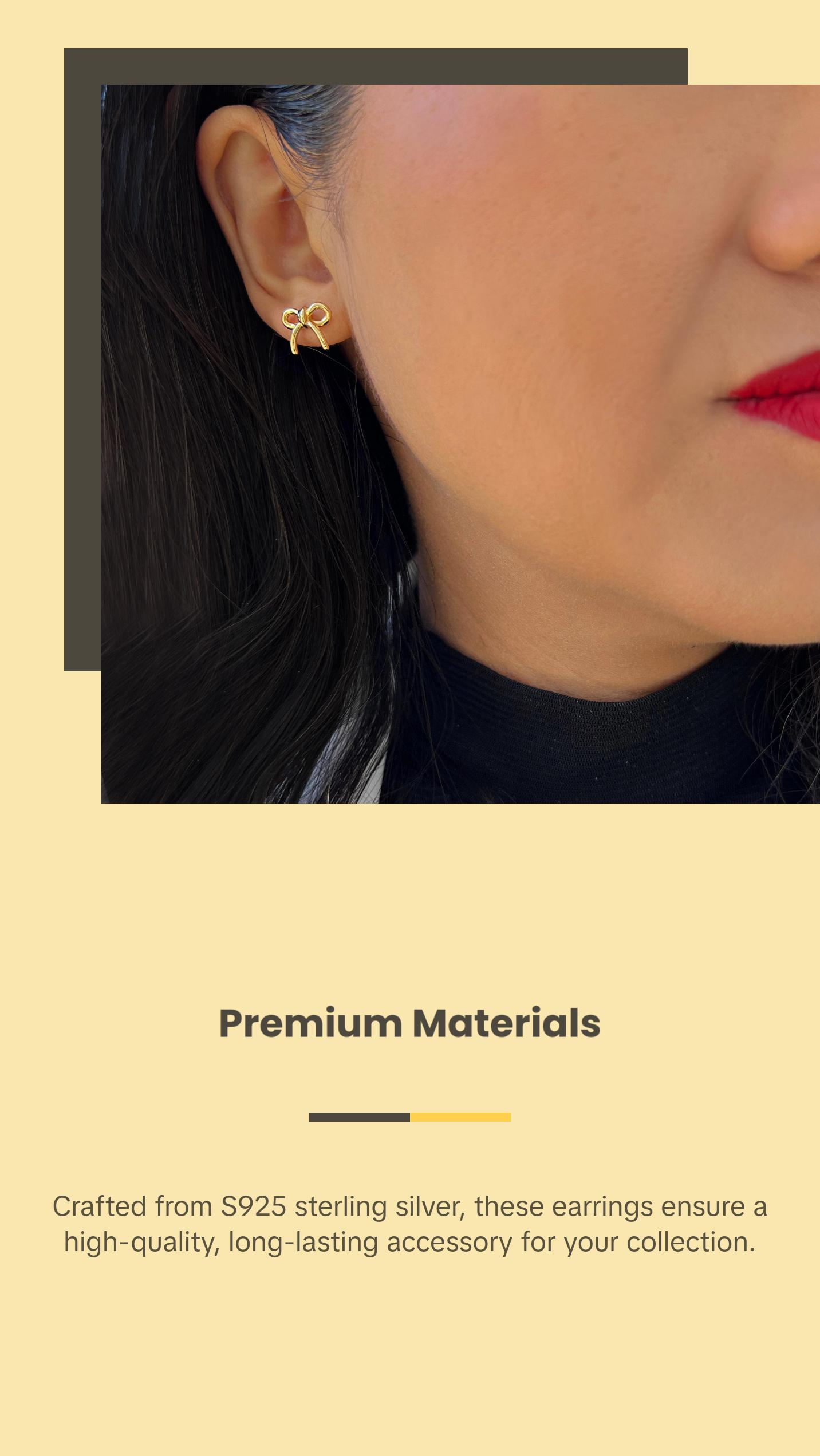 SONIA HOU Holiday Coquette Bow Stud Earrings - 18K Gold Over Sterling Silver S925 | Dainty Small Christmas Festive Bowknot | Minimalist Chic Trendy