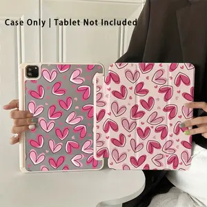 Double-sided Pink Heart Tri-fold iPad Case, with built-in pencil slot and adjustable kickstand, lightweight and durable. Compatible with iPad 10th/11th Gen, iPad Air, 11-inch iPad Pro, iPad 2025/2026, and 11-inch/13-inch iPad Air 2026 series.