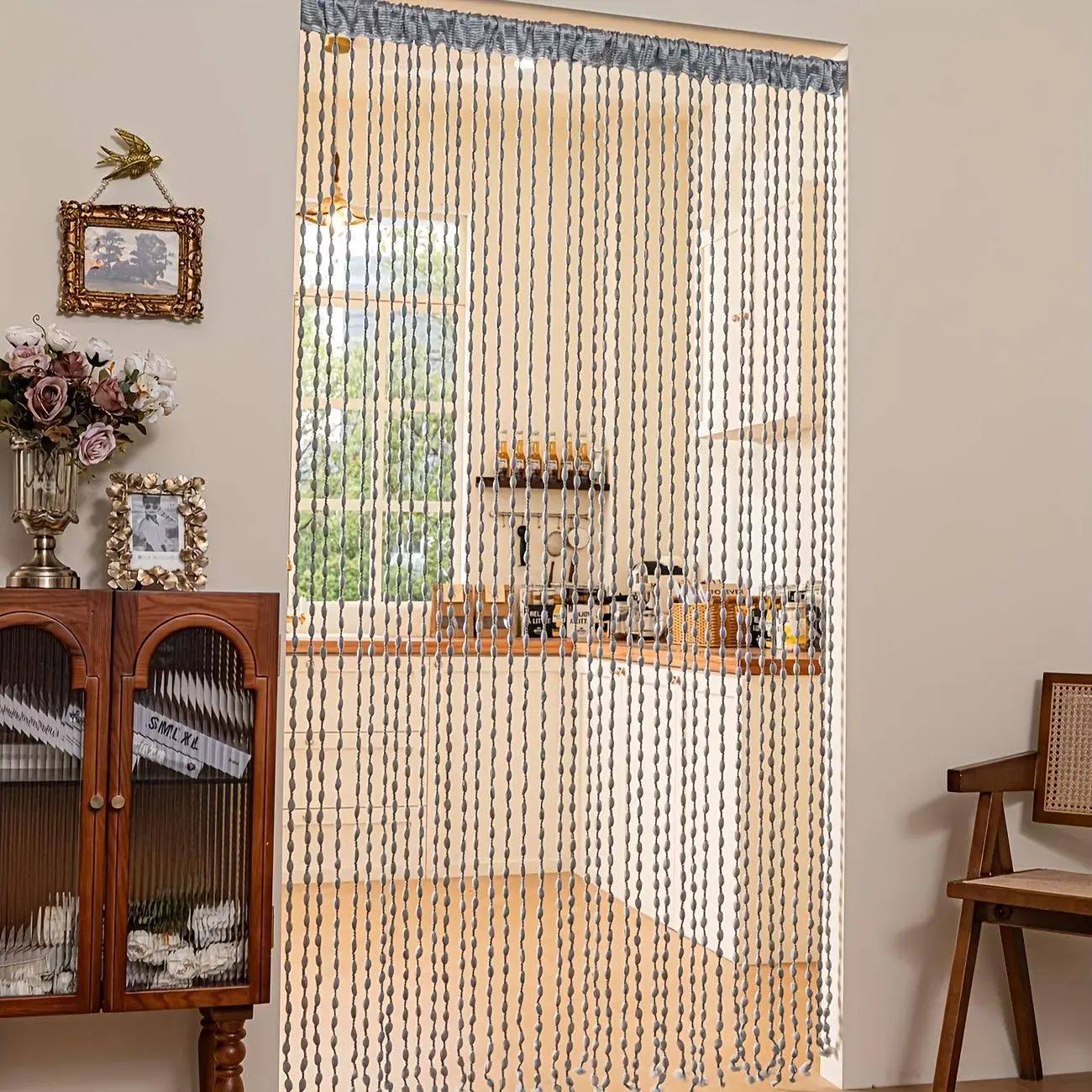 Beaded Curtain Door String 1 Count for Doorways String Curtains Door Tassels Design Hanging Fringe Room Divider Window Hallway Wall Closet Privacy Decor Interior Accessories