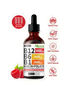 Vitamin B12 Liquid Drops with Vitamin B6, B1, Niacin & Folate | Supports Brain & Heart Health and Helps Boost Energy | Gluten-Free & Non-GMO Healthcare Dietary Supplement Optimum