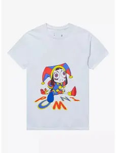The Amazing Digital Circus Pomni Glow Tee | Cartoon Graphic T-Shirt | Neon Animation Streetwear Shirt | Unisex Cotton Tee | Digital Circus Fan Gift