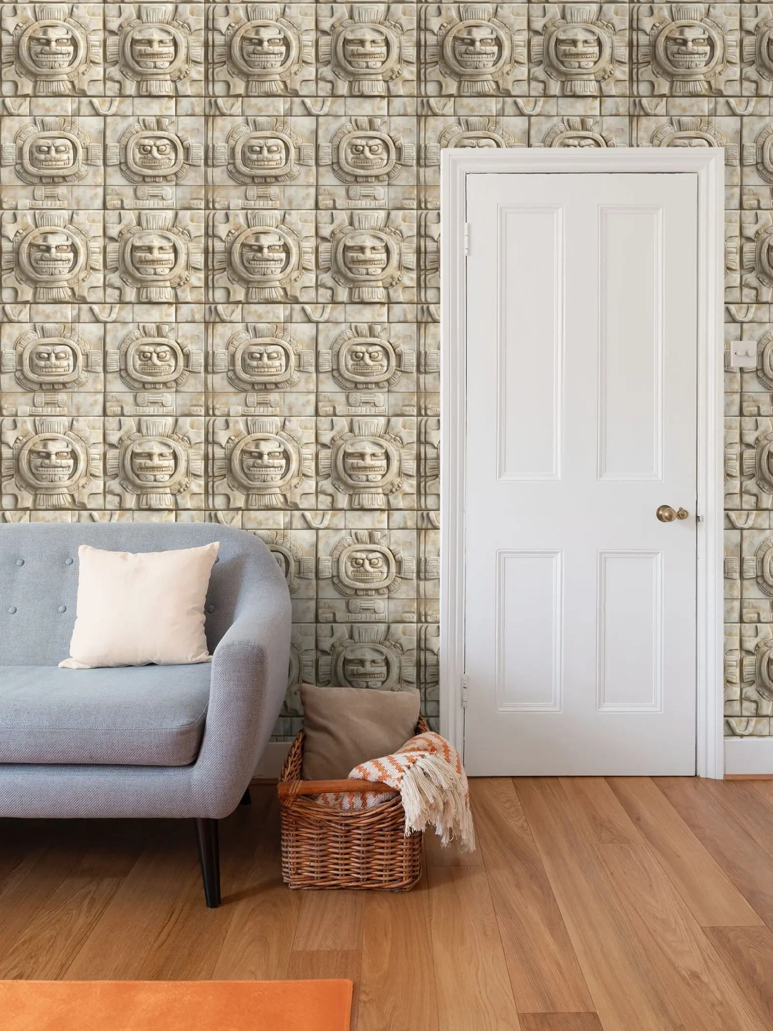 Sun Relic 3D Stone Tile Wallpaper