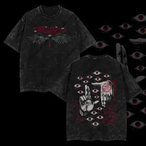 Limited Edition Alucard Hellsing Hand Signs Anime Double Printed Oversize Lightweight Acid Washed Tee, Gift For anime lover