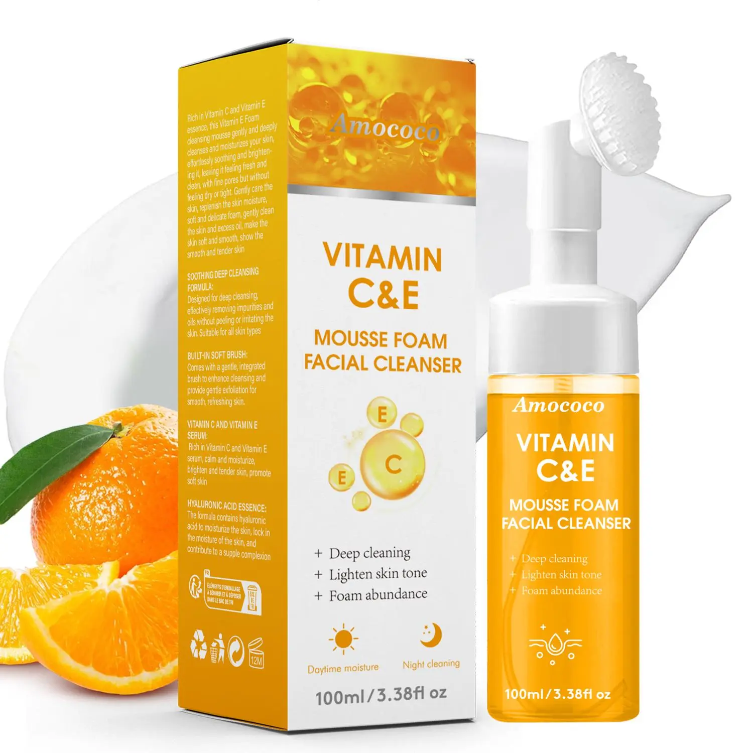 Vitamin C & E Mousse Foam Cleanser 100ml: Deep Cleansing with Luster-Enhancing Nourishment