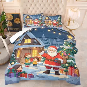 2-Piece Christmas Bedding Set, Cute Santa Claus Design, Soft Durable Fabric, Perfect Gift Idea, Cozy Bedroom Decor
