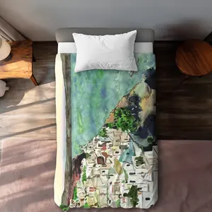 Begin Home Decor C1DCTXLW73150L Twin Extra Long Landscape of Crete Beige Livingroom Duvet Cover - Home Decor