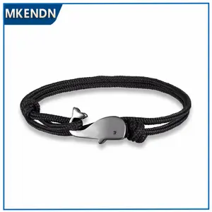 New Fashion Whale Charm Nautical Survival Rope Chain Paracord Bracelets for Women Men Summer Ocean Beach Style