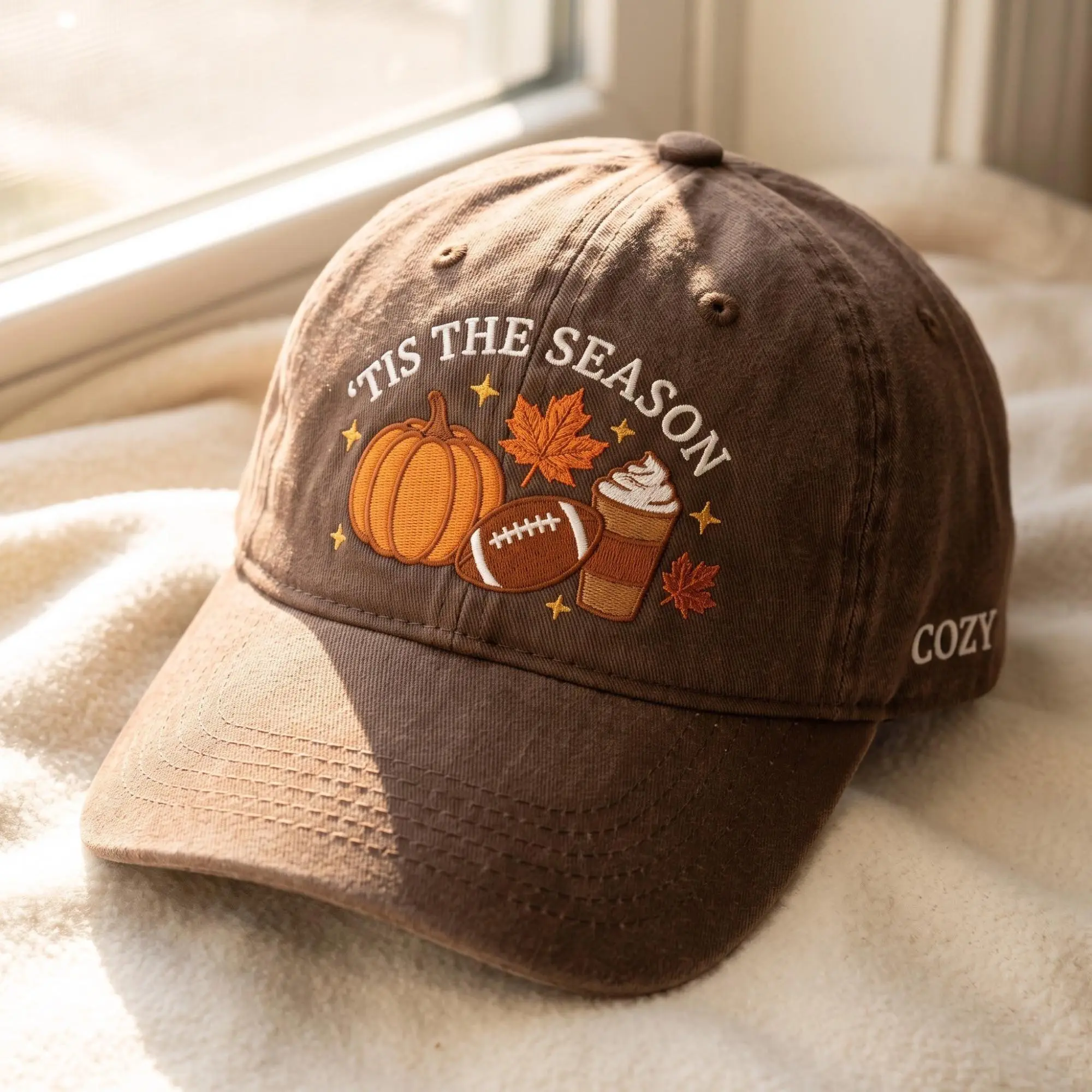 Custom Name Fall Embroidered Hat Pumpkin Football Dad Hat Cozy Season Hat Autumn Pumpkin Hat Thanksgiving Dad Hat Fall Gift Football Season