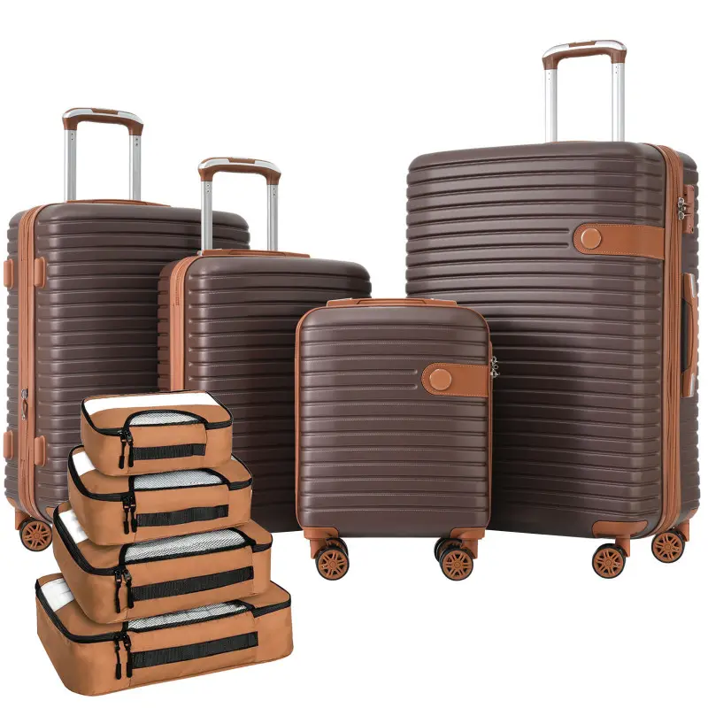 4 Piece Luggage Set Suitcase, ABS Hard Shell Lightweight Expandable Travel Luggage with 4 Packing Cubes, TSA Lock, Spinner Wheels (16/20/24/28) case luggage sets