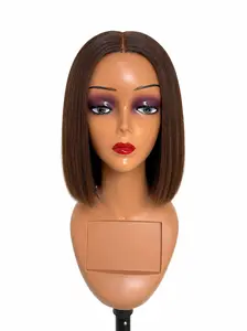 5x5 HD Glueless Mini Bob Wig – Color #4 Brown – 100% Human Hair (180% Density)