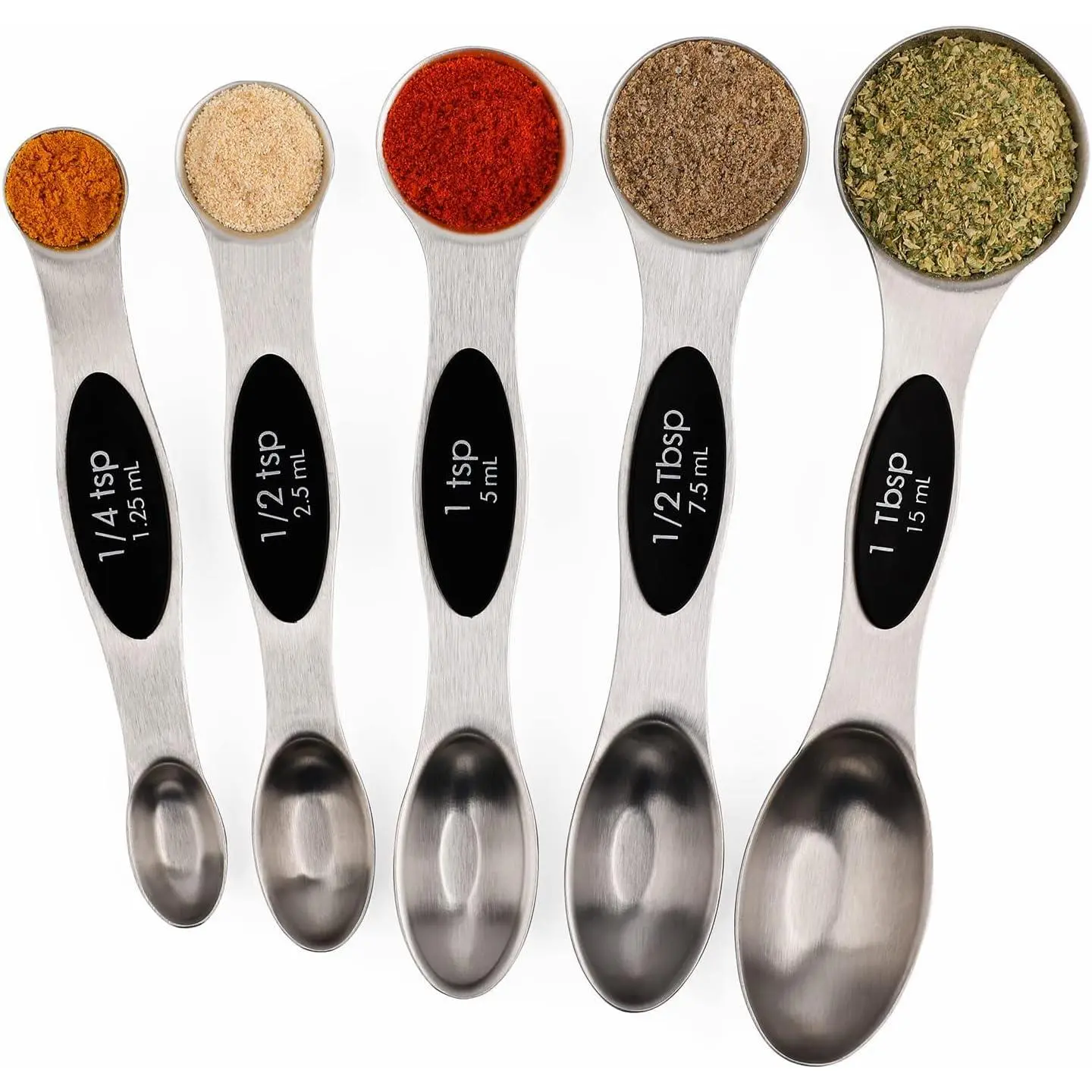 Magnetic Measuring Spoons Set of 5 Stainless Steel Dual Sided Stackable Teaspoon for Measuring Dry and Liquid Ingredients