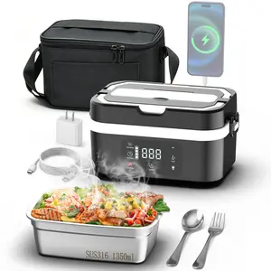 Cordless Electric Lunch Box for Adults 30000mAh Rechargeable Auto Heated Lunch Box 1.35L Container for Outdoor Work Office Camping Travel with USB Charging Port Insulated Bento Box