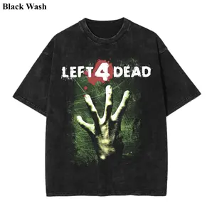 Left 4 Dead Valve Vintage Wash Tee, Left 4 Dead T-shirt, Retro Y2K Zombie Shooter Video Game T-Shirt, Game Graphic Tees, Unisex Shirt, Game Gift For Fan, Menswear Womenswear Crew Neck Oversize Fit Heavy Cotton