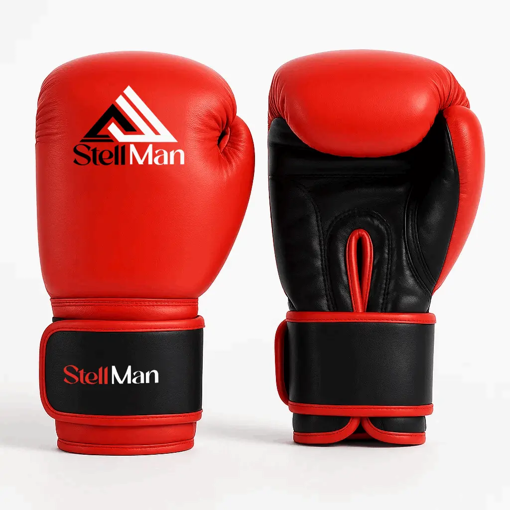 Stellman Heavy Hitter Red Grappling Gloves - Synthetic Leather Construction, Multi-Layer Foam Shock Absorption, Custom Fit